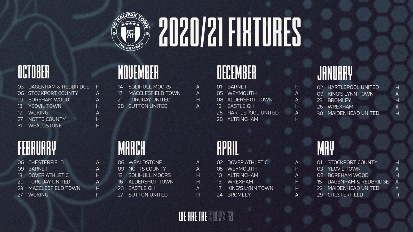 2020-21 Fixtures - FC Halifax Town