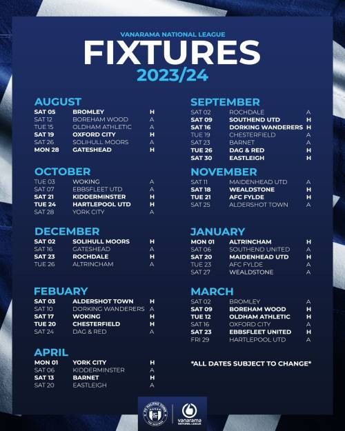 2023/24 Fixtures FC Halifax Town